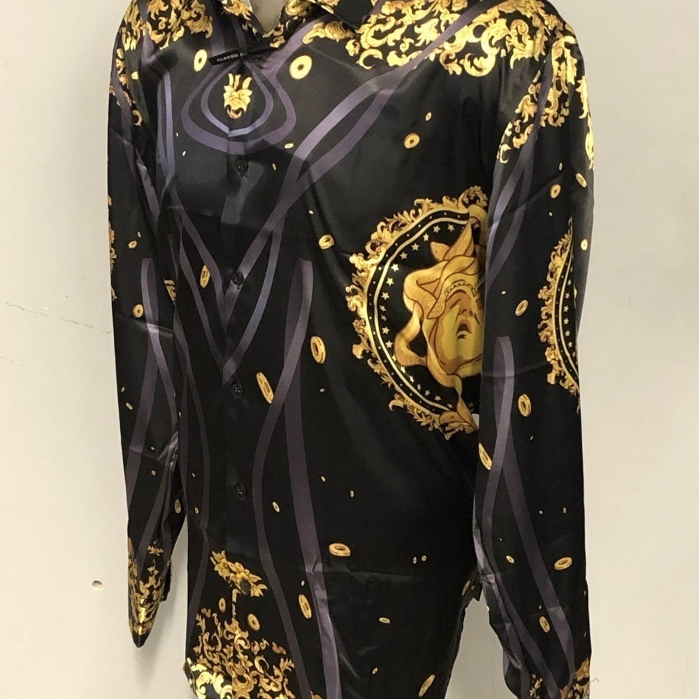 Barabas shirt button front black satan classic fit - Picture 3 of 4